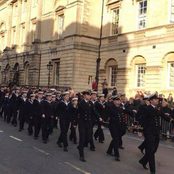 TS Avon and TS Achilles staff march proudly through the city