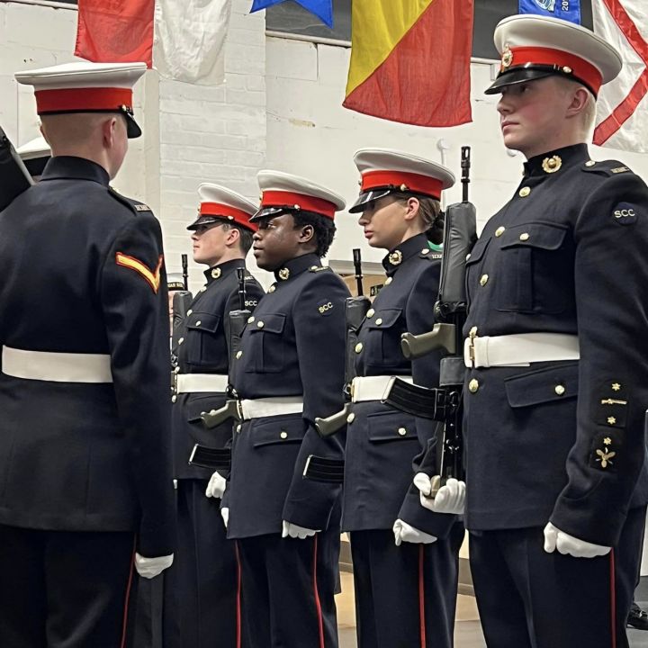 800 NAS Kettering Sea and Marine Cadets host Royal Navy Commander, Richard De La Mare for their Royal Navy Inspection