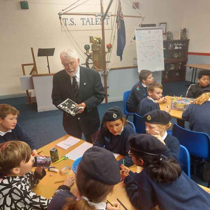 Lieutenant Commander John Miles talking to Cadets at Stoke-on-Trent Unit